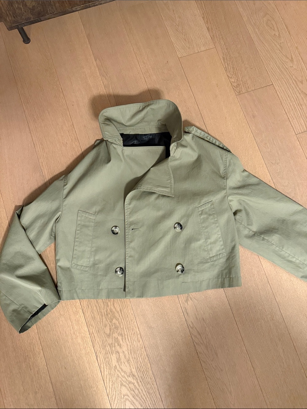 Mango - Cropped Double-Breasted Women’s Jacket - Sage Green